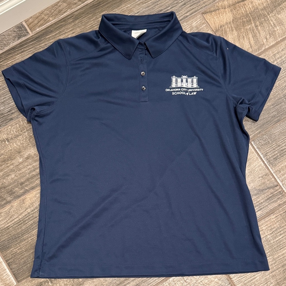Navy Polo Shirt with Embroidered Oklahoma City University School of Law Logo